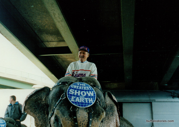 He was also a natural on an elephant, leading the circus parade into the Aud.
