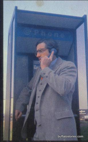 The mysterious investigative reporter John Pauly at a Buffalo phone booth