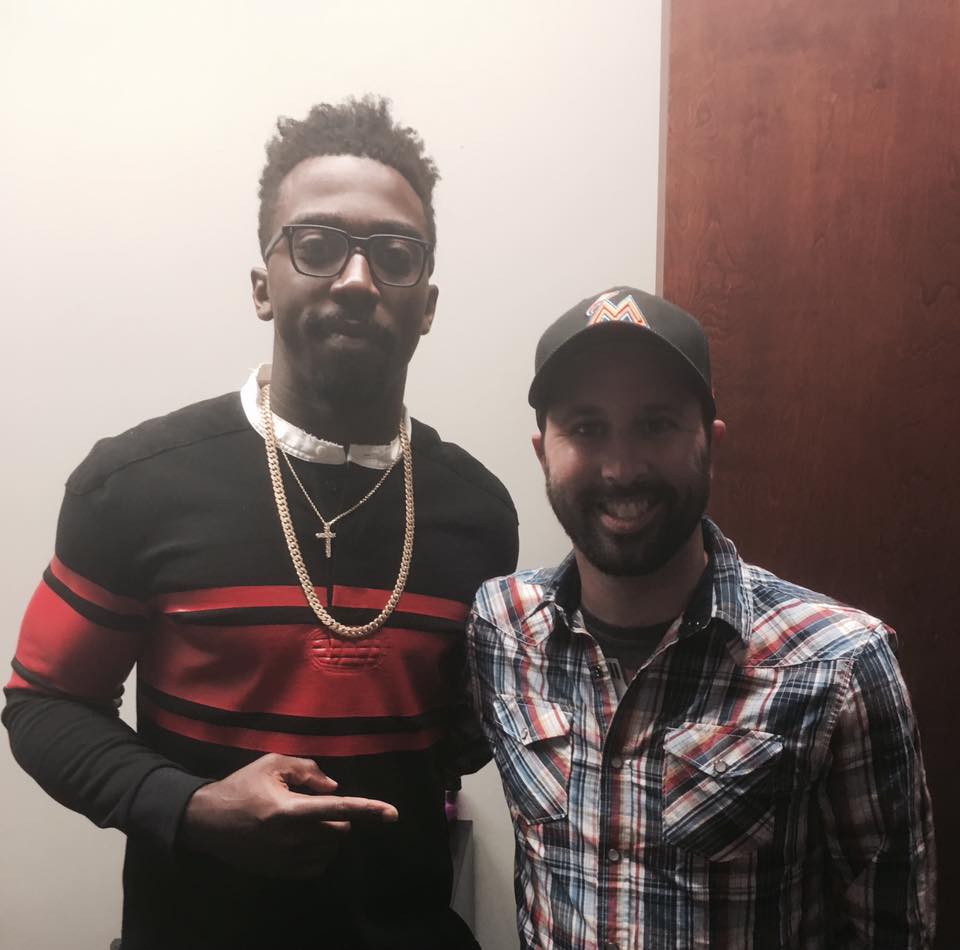 Tyrod Taylor with comic Matt Bergman following a stand-up show at Helium Comedy Club.